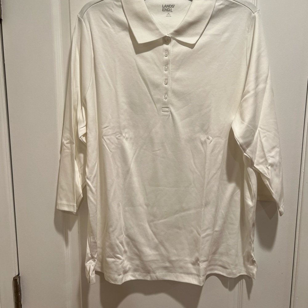 Lands End White Polo